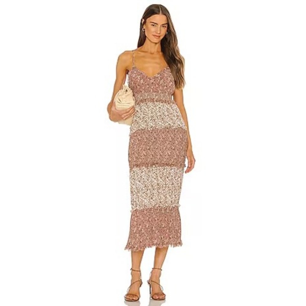 Show Me Your Mumu Emira Maxi Dress Floral Print Mix Pink Ditsy Smocked Small